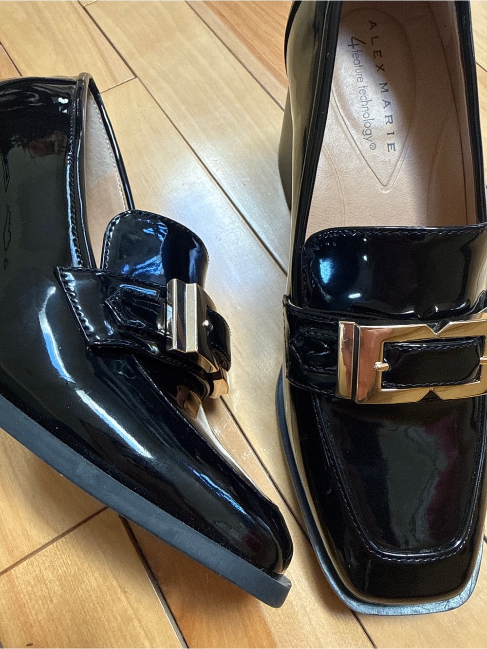 Alex Marie Black Patent Loafer Heels - Picture 4 of 6